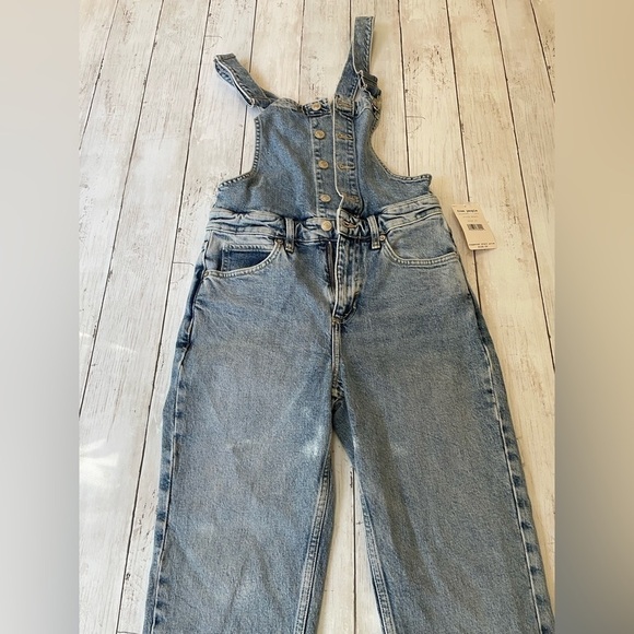 Free People Denim - Free People Jean Coverall Size 25 Stone Beach Blue Color NWT